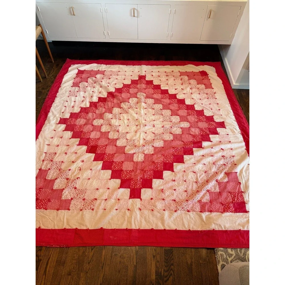 Big Quilt. Tied blanket Valentines Colors